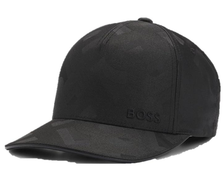 Boss Cap Sevile-M aus Satin mit Jacquard-Monogrammen allover schwarz 001