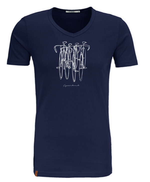 GREENBOMB Herren V Auschnitt T-shirt Bike Sketch Peak Navy