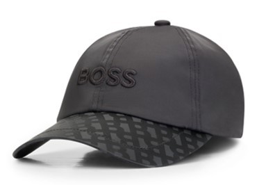 Boss Cap Zed-M aus Satin mit Jacquard-Monogrammen am Schirm schwarz 001