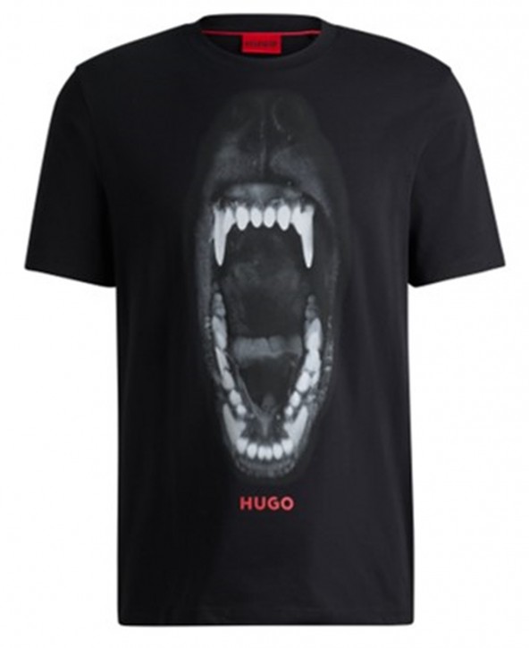 Hugo Regular-Fit T-Shirt Dayaking aus Baumwoll-Jersey mit Tier-Grafik schwarz 001