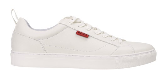 Hugo Sneakers Morrie_Tenn_napu_N aus Kunstleder mit rotem Logo-Etikett weiß 001