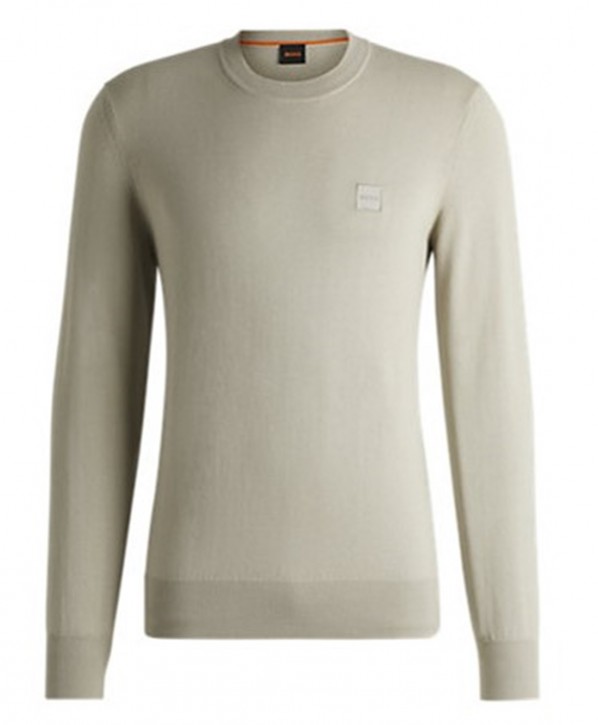 Boss Pullover Kanovano_S aus Baumwolle und Kaschmir mit Rundhalsausschnitt und Logo beige 271