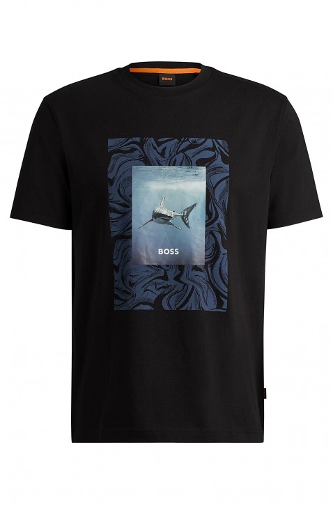 BOSS Regular-Fit T-Shirt Te_Tucan aus Baumwoll-Jersey mit Artwork der Saison Schwarz 001