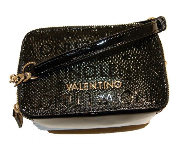 VALENTINO By Mario Valentino Lack Schultertasche SERENITY mit all over Logo Farbe schwarz