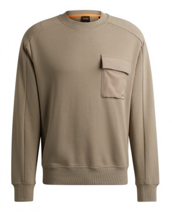 Boss Sweatshirt We_PocketCargo aus Baumwoll-Terry mit Logo-Stickerei auf der Tasche beige 246