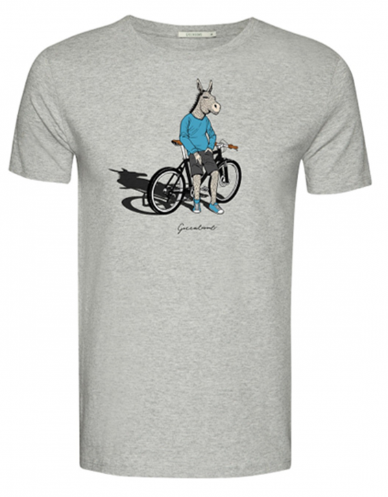 Greenbomb Herren Tee Shirt Animal Donkey Bike Guide Heather Grey 041