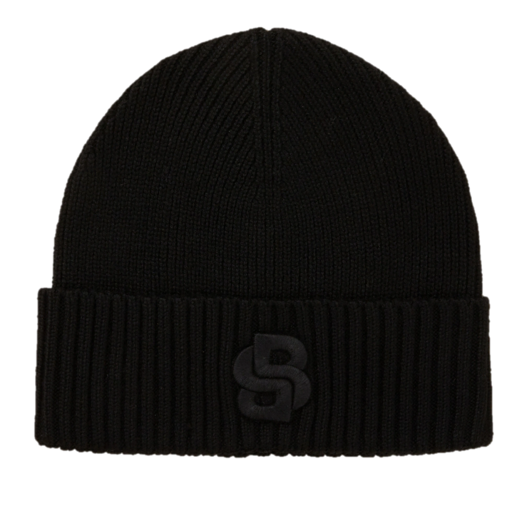 Boss Mütze Edo_ Hat aus Schurwoll MIx mit Logo Tonal schwarz  001