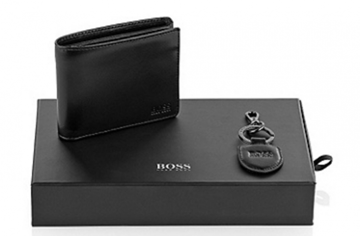 BOSS BLACK GESCHENKSET GLIKO GELDBÖRSE MIT SCHLÜSSELANHÄNGER FARBE SCHWARZ 001