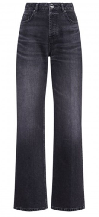 Hugo Damen Relaxed-Fit Jeans 937_8 aus schwarzem Used-Denim 003