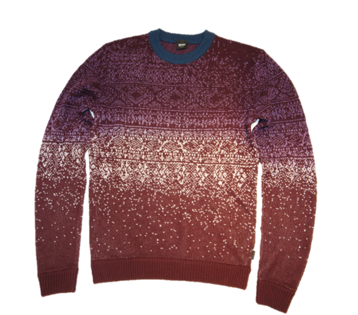 BOSS BLACK PULLOVER MALONN FARBE ROT GEMUSTERT 608 M